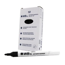 Drywipe Bullet Tip Marker Black (10)