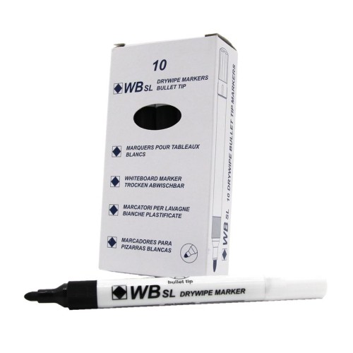 Drywipe Bullet Tip Marker Black (10)