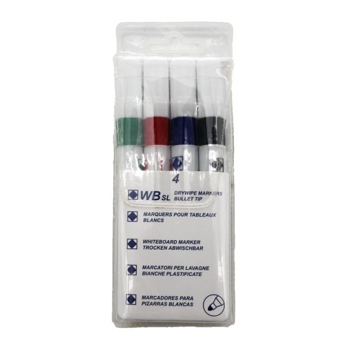 Drywipe Bullet Tip Marker Assorted Wallet (4)