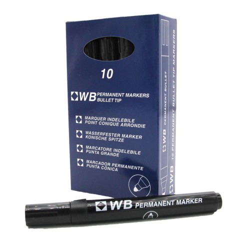 Permanent Marker Bullet Tip Black (10)