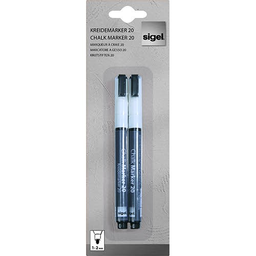 Liquid Chalk Water-Based Marker White easy wipe 1-2mm bullet tip (2) - BA178
