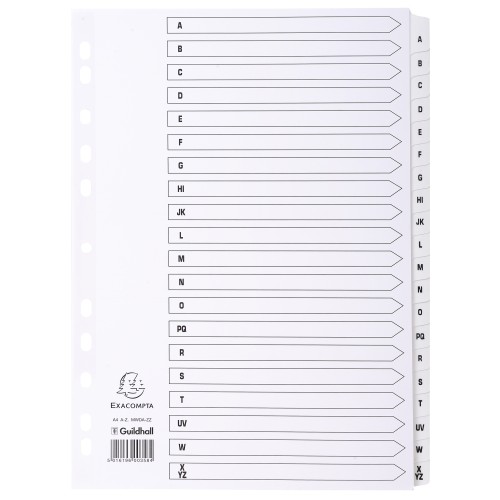 Exacompta Mylar Printed 160 GSM Indices A4 20 Part A to Z Letter Tabs