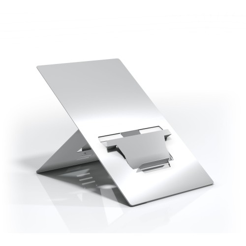 Low Angle High Elevation Laptop Stand with In-line Document Holder - Natural Aluminium