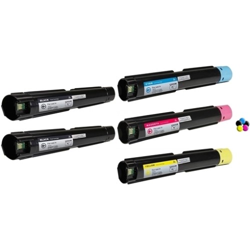 5 Pack - Compatible 106R03741/44/43/42 BCMY Toner for Xerox Printers Multipack + Extra Black for Printers