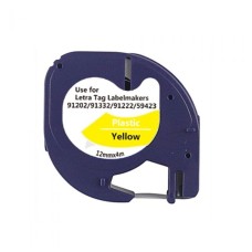 Compatible 91202 S0721620 Black on Yellow Plastic Tape 12mm x 4m for Dymo Label Printers