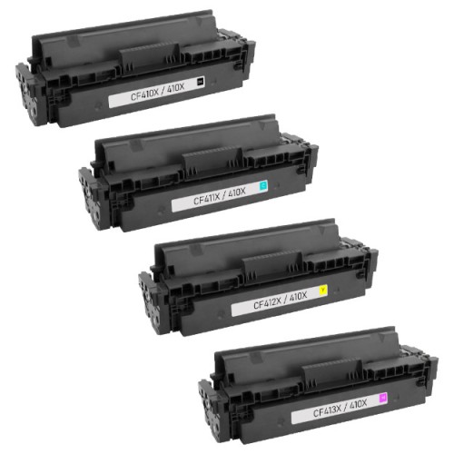 4 Pack - Compatible 410X Multipack CF410X/CF411X/CF412X/CF413X BCMY Toner for HP Printers