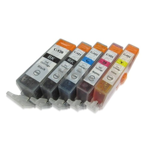 5 Pack - Compatible PGi-520 CLi-521 BBCMY Ink Multipack for Canon Printers