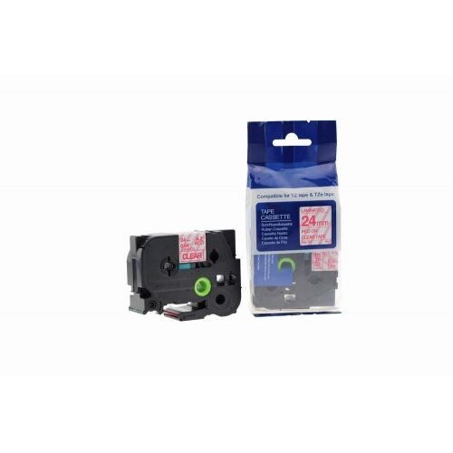 Compatible TZe-152 Red on Clear Tape 24mm x 8m for Brother P-Touch Printers