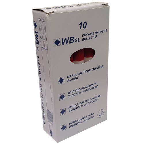 Drywipe Bullet Tip Marker Red (10)