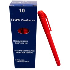 Fineliner Pen 0.4mm Red (10)