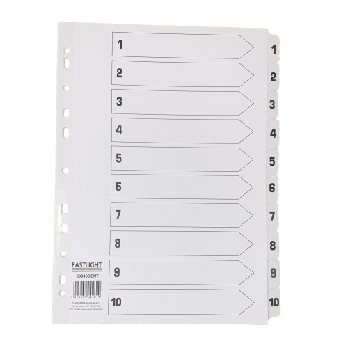 Index White Clear Tabs 1-10