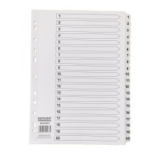 Index White Clear Tabs 1-20