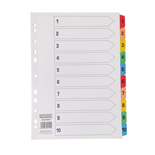 Index White Multicolour Tabs 1-10