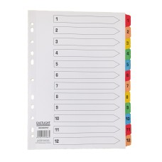 Index White Multicolour Tabs 1-12