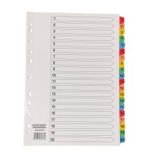 Index White Multicolour Tabs 1-20