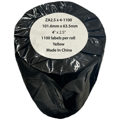 Compatible Zebra Yellow Shipping Paper Labels Roll 1100 pcs (ZA4x2.5-1100)
