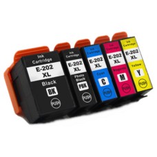 5 Pack - Compatible 202XL T02G7 PBBCMY Hi Cap Ink Multipack - Kiwi for Epson Printers