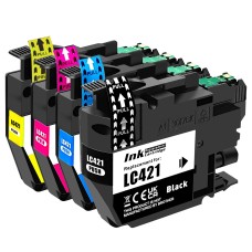 4 Pack - Compatible LC421 BCMY Ink Cartridge Multipack of 4 for Brother Printers