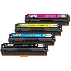 4 Pack - Compatible 207A Multipack W2210A/W2211A/W2212A/W2213A BCMY Toner for HP Printers