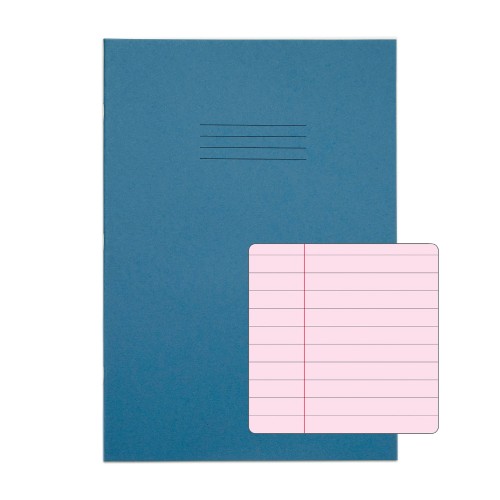 RHINO A4 Special Exercise Book 48 Page, Light Blue with Tinted Pink Paper, F8M (Pack of 10)