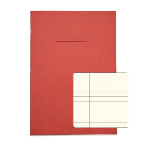 RHINO A4 Special Exercise Book 48 page, Red with Cream Tinted Paper, F8M (Pack of 50)