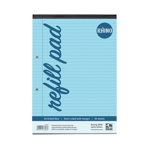 RHINO A4 Special Refill Pad 50 Leaf, Blue Tinted Paper, F8M (Pack of 36)