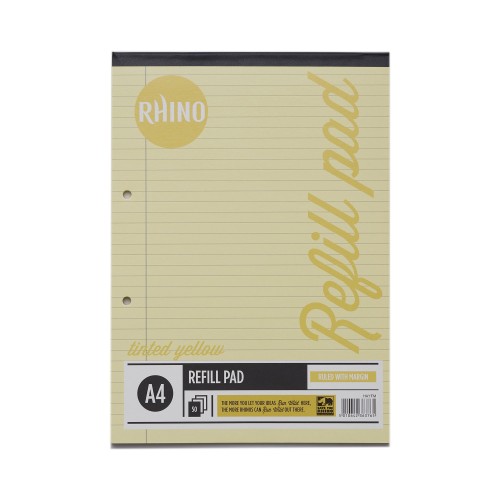 RHINO A4 Special Refill Pad 50 Leaf, Yellow Tinted Paper, F8M (Pack of 36)