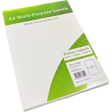 A4 Multipurpose Labels 2 Per Sheet 199.6 x 143.5mm (White) Pk of 100