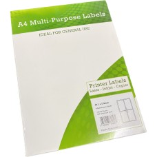 A4 Multipurpose Labels 4 Per Sheet 139 x 99.1mm (White) Pk of 100