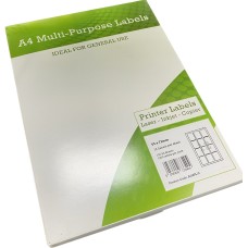 A4 Multipurpose Labels 12 Per Sheet 72 x 63.5mm (White) Pk of 100