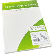 A4 Multipurpose Labels 14 Per Sheet 99.1 x 38.1mm (White) Pk of 100