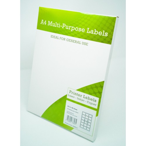 A4 Multipurpose Labels 18 Per Sheet 63.5 x 46.6mm (White) Pk of 100