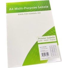 A4 Multipurpose Labels 21 Per Sheet 63.5 x 38mm (White) Pk of 100
