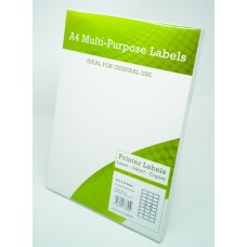 A4 Multipurpose Labels 24 Per Sheet 63.5 x 33.9mm (White) Pk of 100