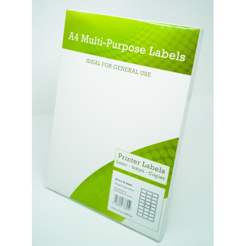 A4 Multipurpose Labels 24 Per Sheet 63.5 x 33.9mm (White) Pk of 100