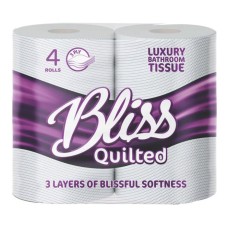 3 Ply Bliss Luxury Quilted Toilet Rolls - 10 Packs Of 4 Rolls