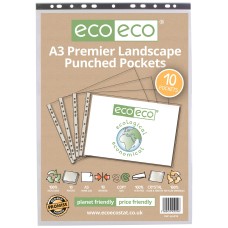 A3 100% Recycled Bag Multi Punched Pockets - Pack of 10