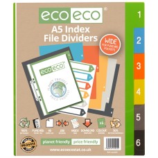 A5 50% Recycled Wide Index File Dividers - 1 Set of 6
