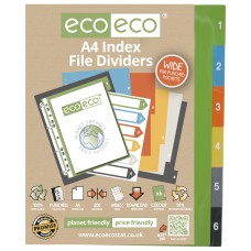 A4 50% Recycled Wide Index File Dividers - 1 Set of 6