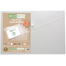 A3 95% Recycled Press Stud Wallets - Pack of 5