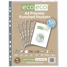 A4 100% Recycled Bag Premier Multi Punched Pockets - Pack of 100