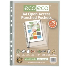 A4 100% Recycled Bag Premier Open Access Multi Punched Pockets - Pack of 25
