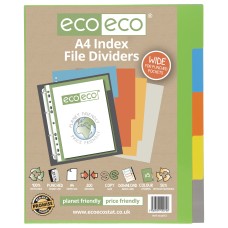 A4 50% Recycled Wide Index File Dividers - 1 Set of 5