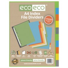 A4 50% Recycled Index File Dividers - 1 Set of 10