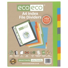 A4 50% Recycled Wide Index File Dividers - 1 Set of 10
