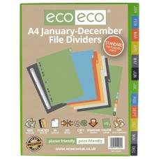 A4 50% Recycled January - December Index File Dividers - 1 Set