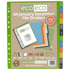 A4 50% Recycled January - December Wide Index File Dividers - 1 Set