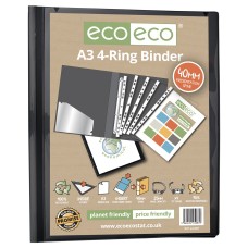 A3 95% Recycled Presentation 4 Ring Portrait Binder - Single