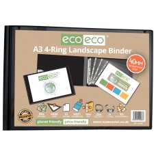 A3 95% Recycled Presentation 4 Ring Landscape Binder - Single
