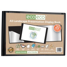 A3 50% Recycled 20 Pocket Landscape Presentation Display Book - Single